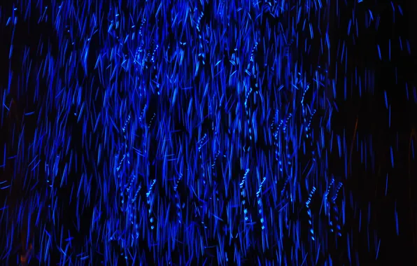 Picture abstraction, rain, blue, stream, neon, abstract, rain, blue