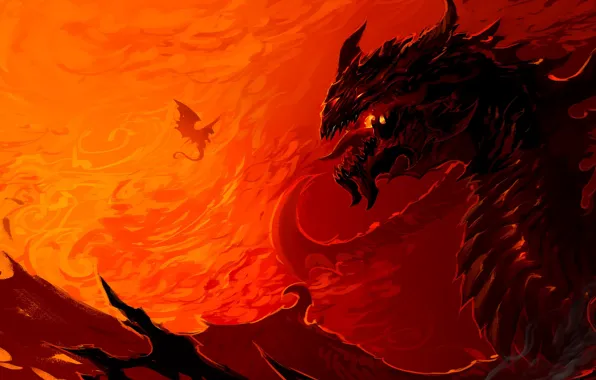 Fiction, fire, flame, dragon, art