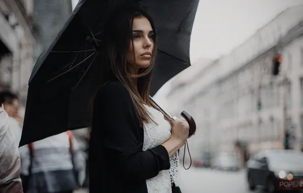 Picture girl, umbrella, Andrey Popenko