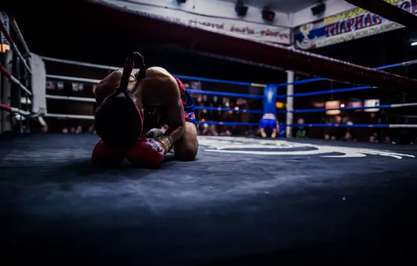 Picture thailand, before fighting, boxing ring