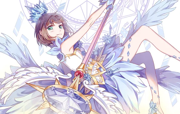 Look, girl, wings, angel, Card Captor Sakura, Sakura - collector cards