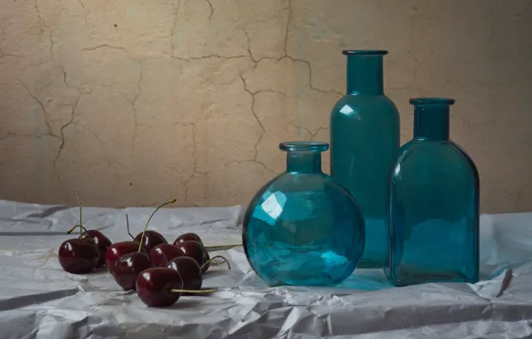 Picture paper, bottle, cherry