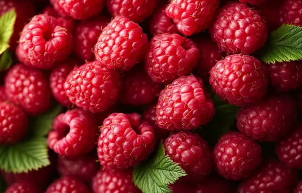 Leaves, light, berries, raspberry, harvest, a lot, ripe, AI art
