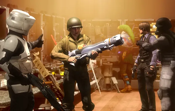 Game, weapons, soldiers, star wars, resident evil, hunk, Leon S. Kennedy, link