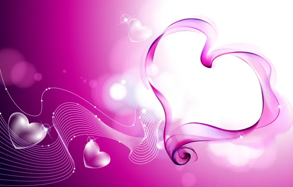 Picture glare, pink, heart, heart
