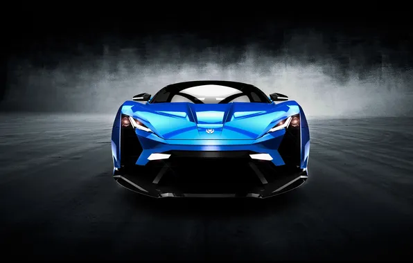 Blue, black background, the front, Supersport, 2015, Lykan, W Motors