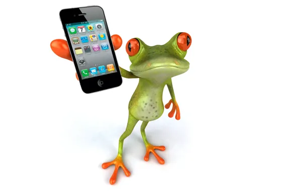 Graphics, frog, phone, iphone 4s, Free frog 3d