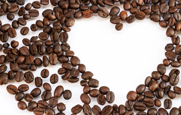 Background, coffee, grain, love, heart, beans, coffee