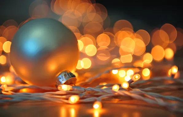 Winter, white, light, lights, toy, ball, New Year, Christmas