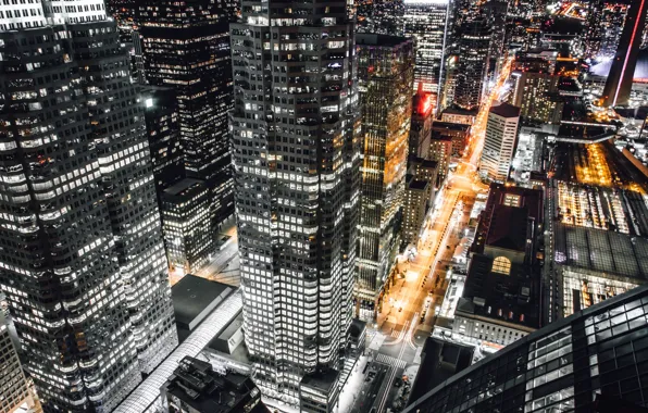 Light, night, the city, street, USA, New York