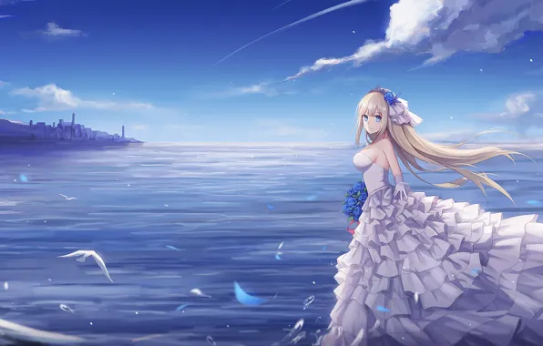 Picture the sky, girl, nature, the bride, Warship Girls