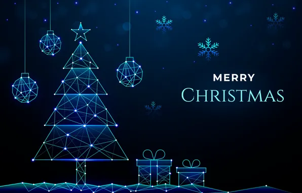 Snowflakes, the dark background, the inscription, Christmas, New year, herringbone, box, Christmas decorations