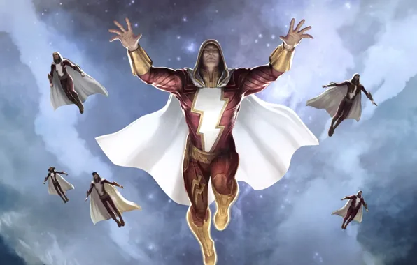 Fiction, art, cloak, superhero, dc comics, Shazam, Captain Marvel, Billy Batson