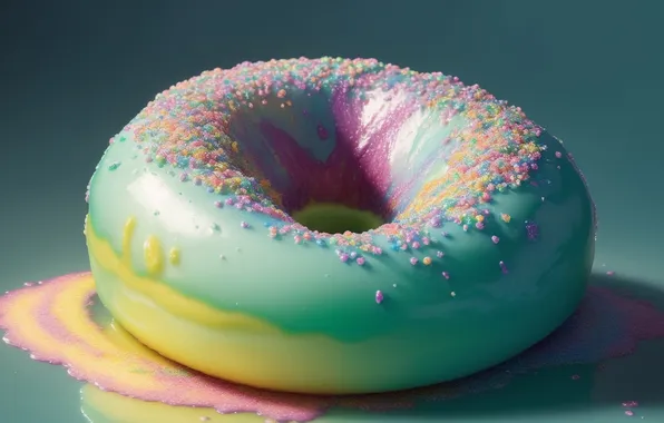Green, pink, blue, green, figure, food, sequins, donuts