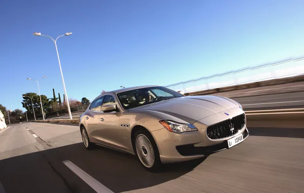 Maserati, Quattroporte, Auto, Road, The hood, Day, Sedan, Lights