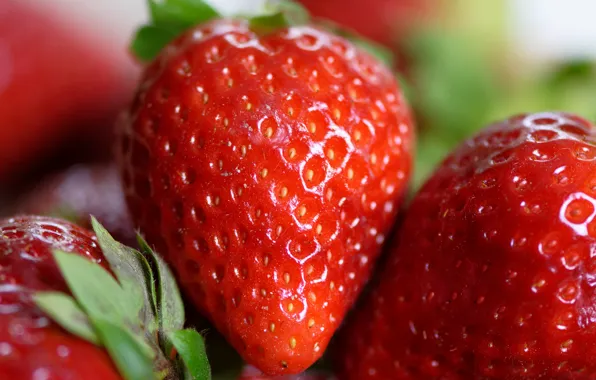 Picture macro, close-up, red, berries, Shine, food, strawberry, juicy