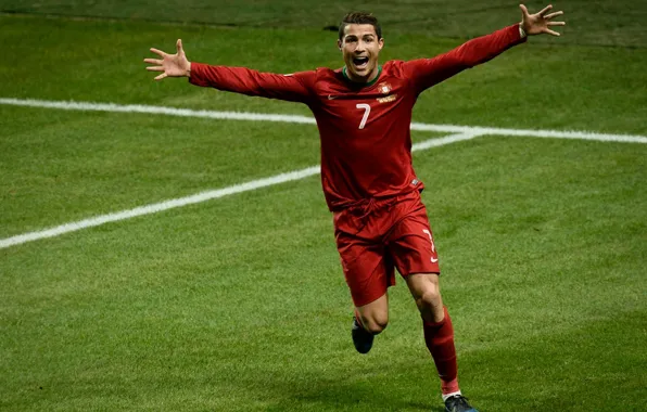 Emotions, victory, Portugal, Cristiano Ronaldo, player, goal, Portugal, Cristiano Ronaldo
