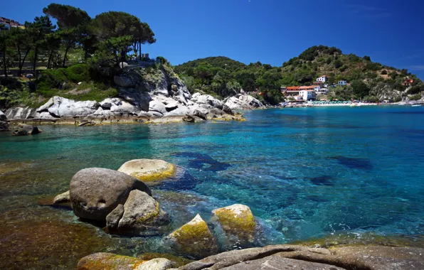 Sea, nature, stones, photo, coast, Italy, Toscana, Portoferraio