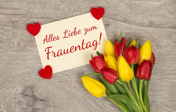 Tulips, Hearts, Holiday, Postcard, March 8, Women's day