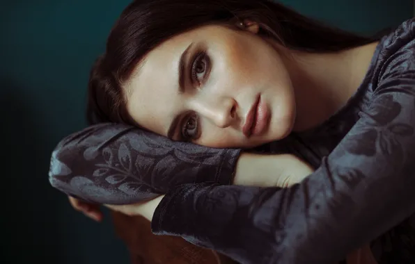 Picture look, girl, portrait, makeup, dress, hairstyle, brown hair, beautiful