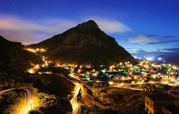 Picture the city, lights, China, mountain, the evening, the village