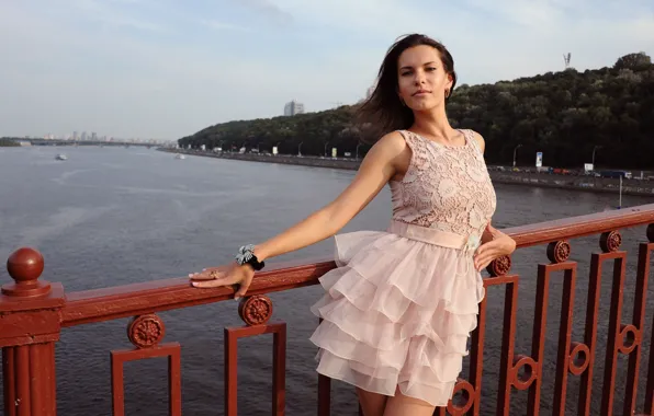Look, girl, bridge, pose, dress, Suzanna