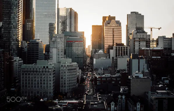 Light, the city, street, home, Canada, Toronto, skyscrapers