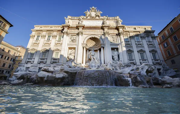 Water, fountain, sculpture, Italy, Rome, Trevi