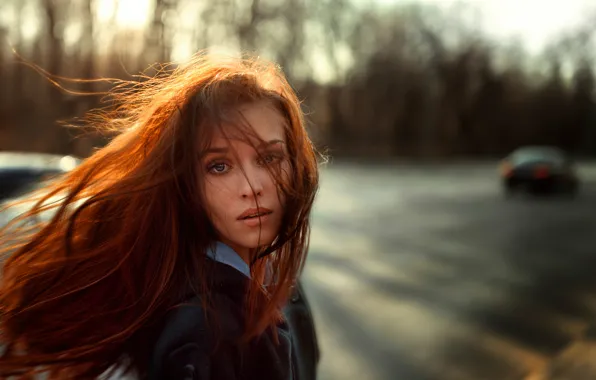 Picture the wind, hair, portrait, Russia, sunlight, George Chernyadev, Fleeing