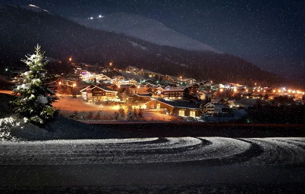 Winter, The evening, Mountains, Snow, Italy, Winter, Italy, Snow