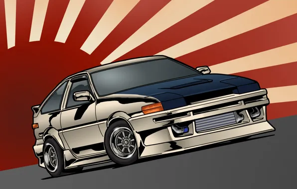 Picture Japan, art, Toyota, front, Toyota, AE86, stance, JDM