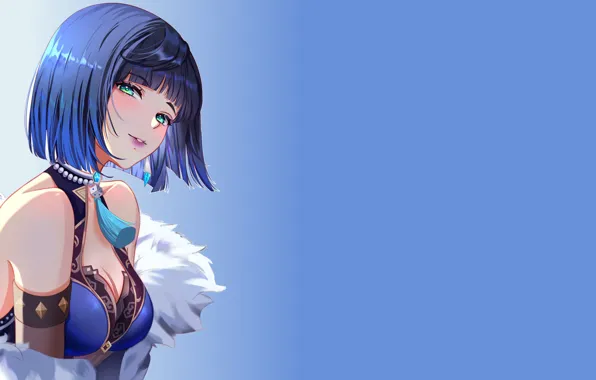 Girl, hot, sexy, blue, anime, short hair, pretty, babe