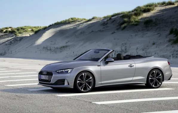 Picture grey, Audi, convertible, Audi A5, in the Parking lot, A5, 2019, A5 Cabriolet