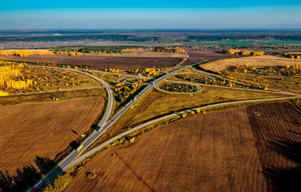 Road, autumn, nature, photo, top, dazai