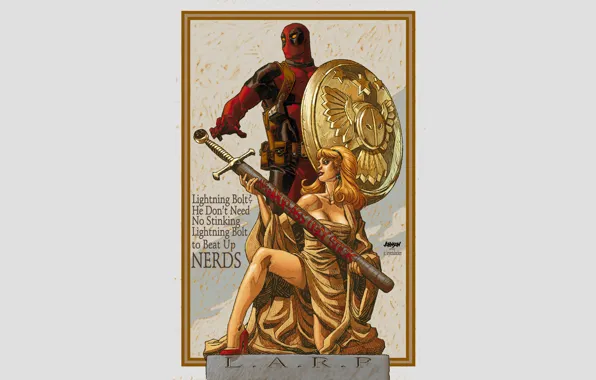 Girl, Sword, Shield, Deadpool, Deadpool, comic, MARVEL, Wade Wilson