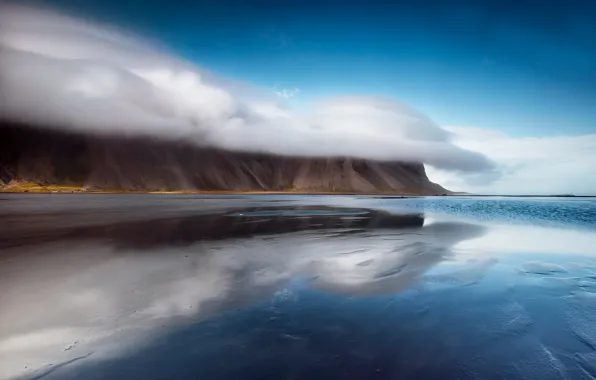 Clouds, mountains, reflection