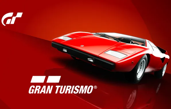 Picture Games, Lamborghini Countach, Gran Turismo, LP400, Red background