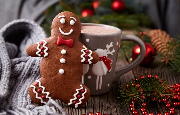 Picture New Year, cookies, Christmas, Christmas, cakes, Xmas, glaze, cocoa