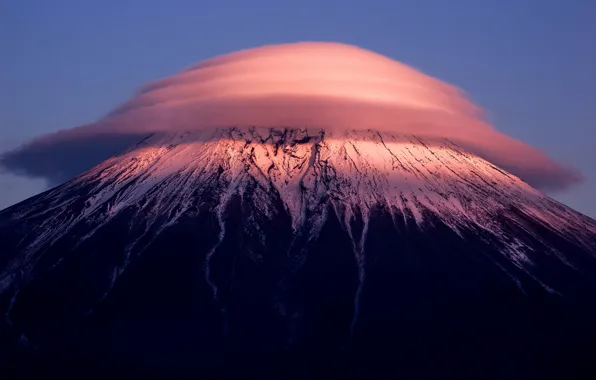 The sky, mountain, the evening, Japan, cloud, Fuji, haze, blue