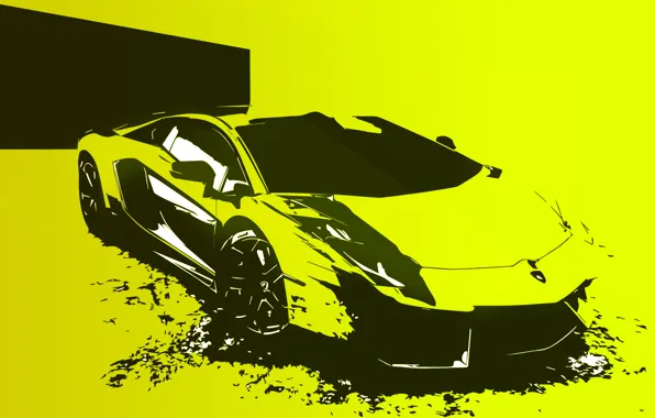 Lamborghini, minimalism, yellow, lambo