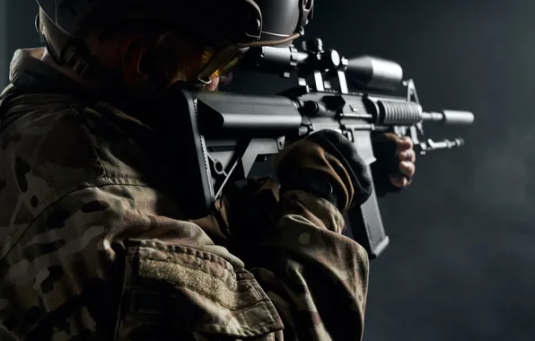 Military, assault rifle, equipment