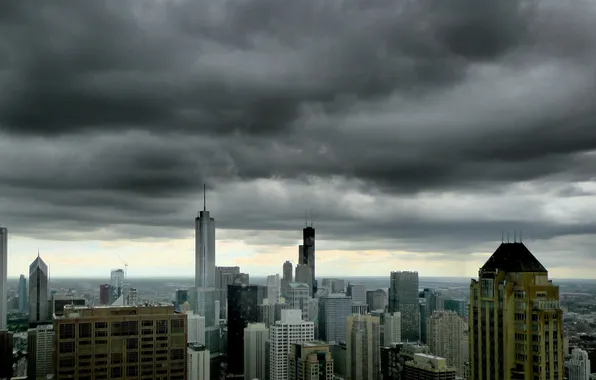 Clouds, the city, skyscrapers, Chicago, skyscrapers, chicago