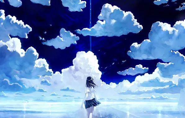 Picture the sky, girl, clouds