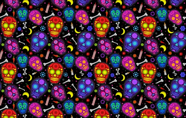 Pattern, Skull, Mexico, Holiday, Day of the Dead, Day of the Dead, Sugar Skull, Sugar …