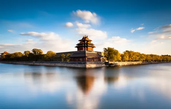 Picture the sky, water, clouds, trees, China, calm, space, space