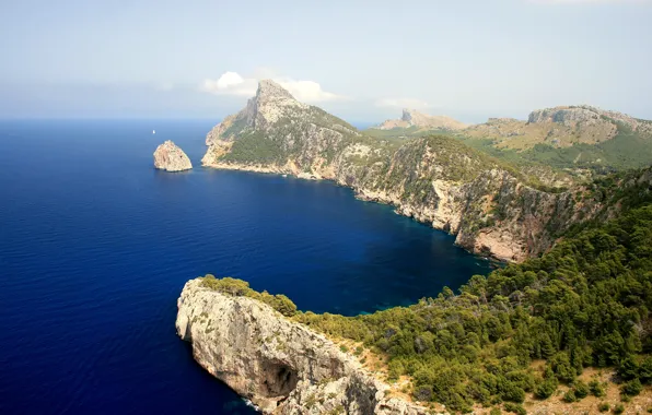 Sea, the sky, clouds, mountains, Mallorca