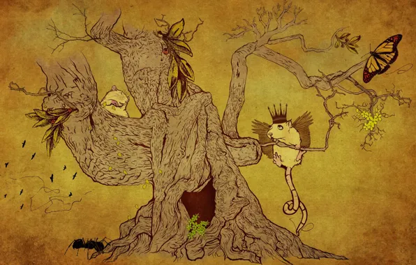 Animals, figure, Tree