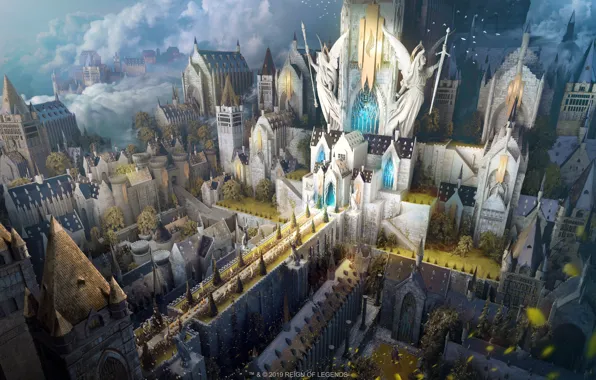 The city, Castle, City, Fantasy, Architecture, Art, Art, White