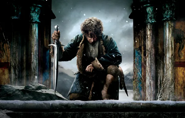 Picture sword, fantasy, the hobbit, Martin Freeman, Martin Freeman, Bilbo Baggins, The Hobbit: The Battle of …