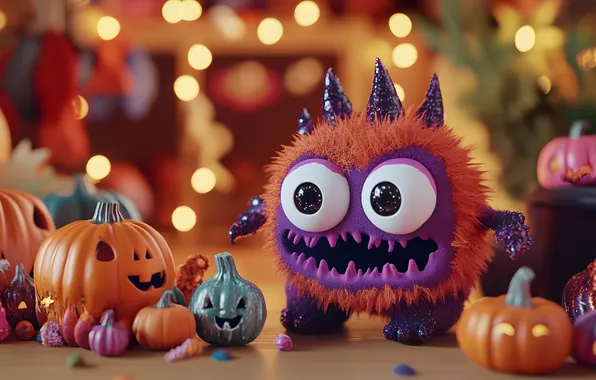Autumn, purple, eyes, lights, holiday, toy, toys, mouth